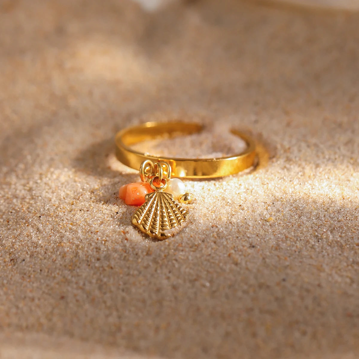 Seashell Charm Ring