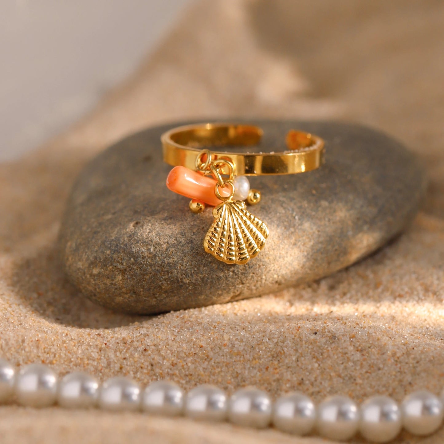 Seashell Charm Ring