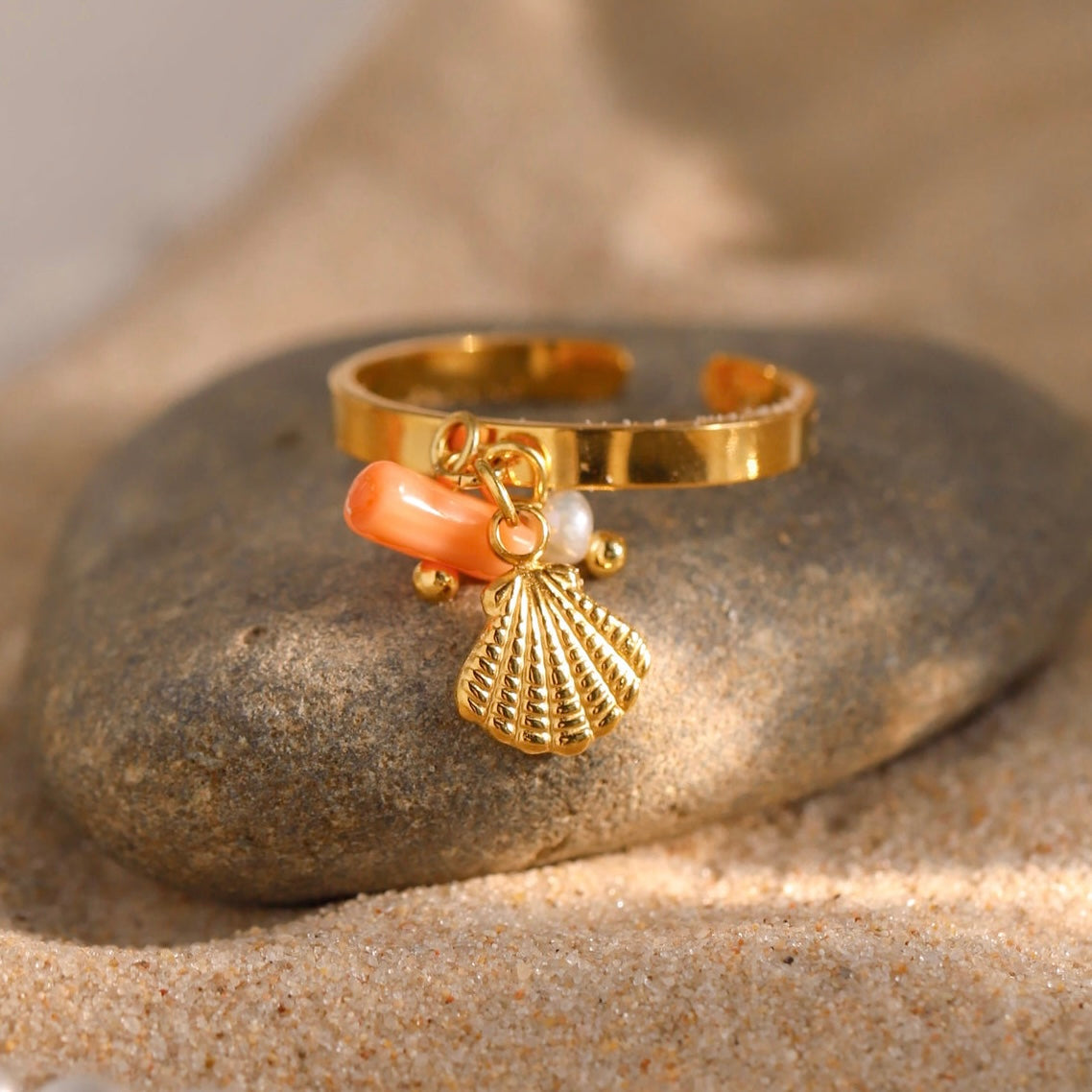 Seashell Charm Ring