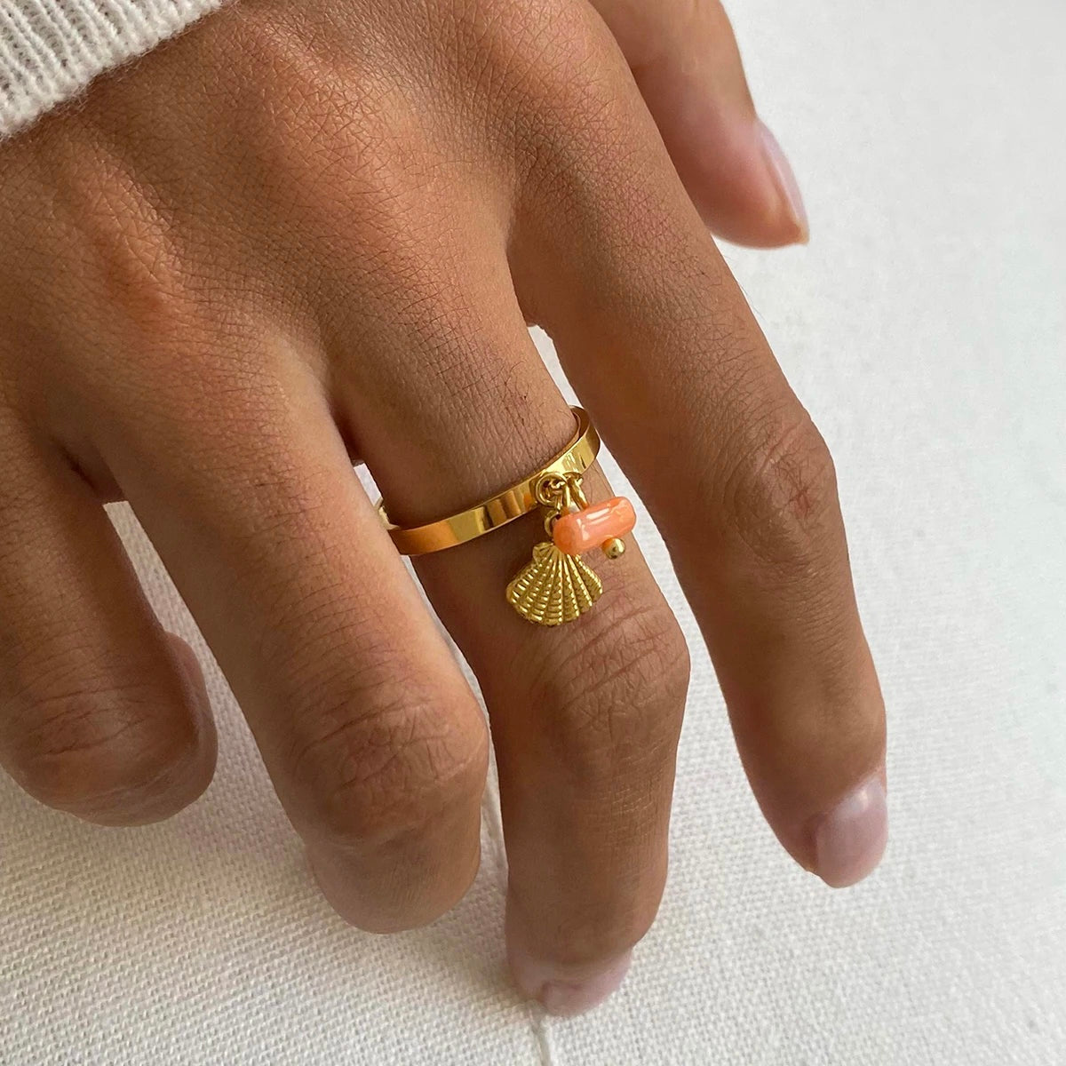 Seashell Charm Ring