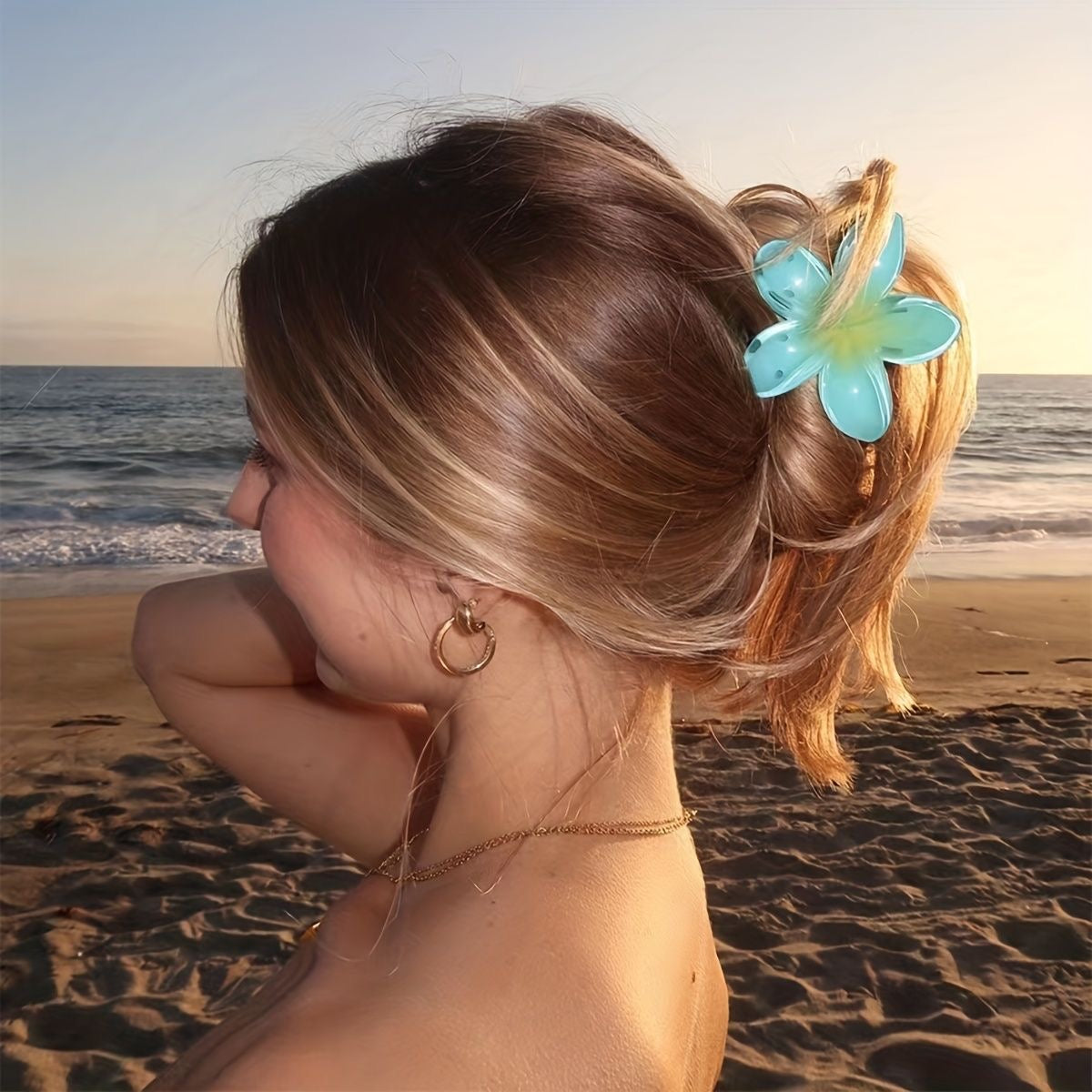 Tropical Hair Clip - Bahama Blue